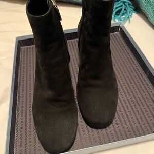 Prada Elegant Black Suede Ankle Boots